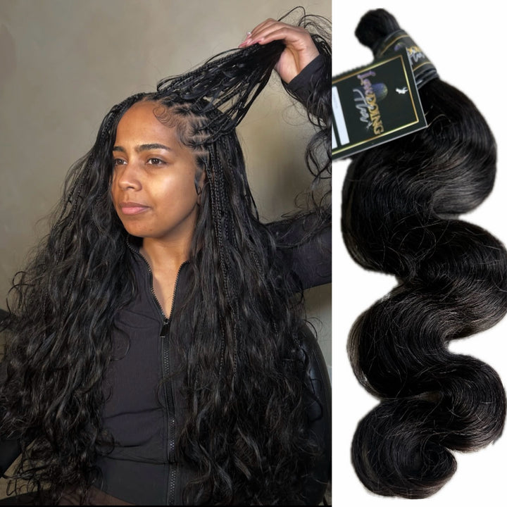 Unprocessed Virgin Human Bulk Body Wave Hair (Natural Black)