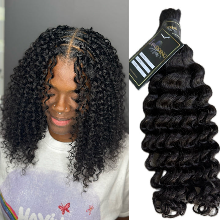 Unprocessed Virgin Deep Wave Bulk hair ( Natural Black)