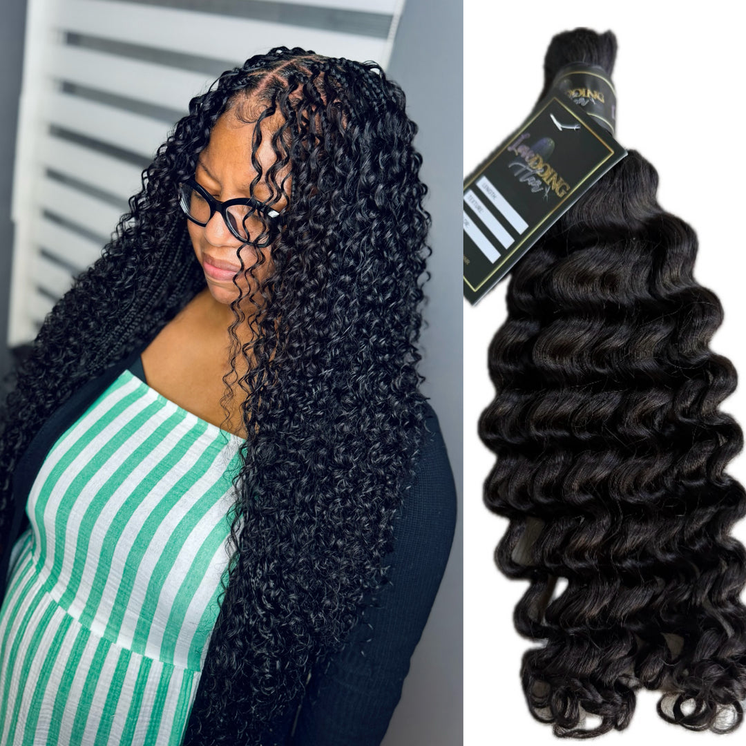 Unprocessed Virgin Deep Wave Bulk hair ( Natural Black)