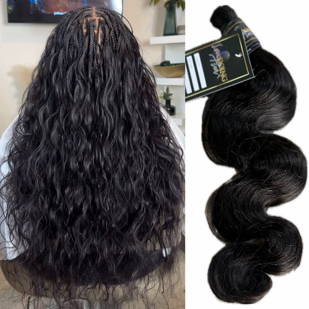Unprocessed Virgin Human Bulk Body Wave Hair (Natural Black)