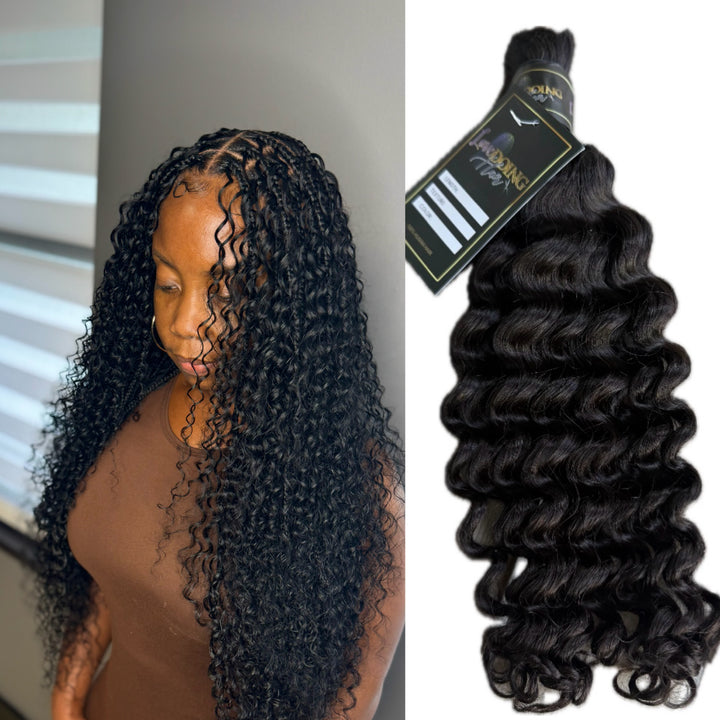Unprocessed Virgin Deep Wave Bulk hair ( Natural Black)