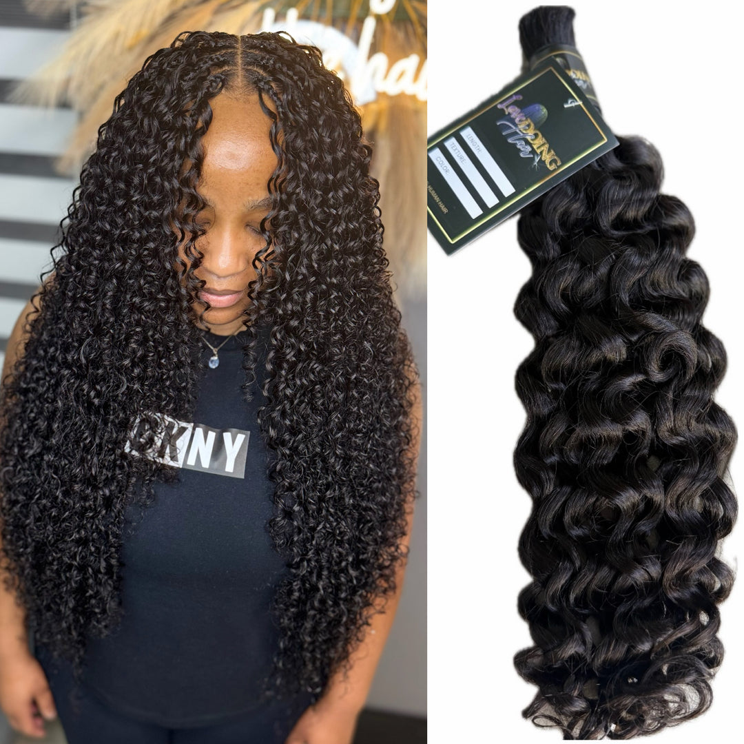 Unprocessed Virgin Human bulk Italian Curls hair ( Natural Black)