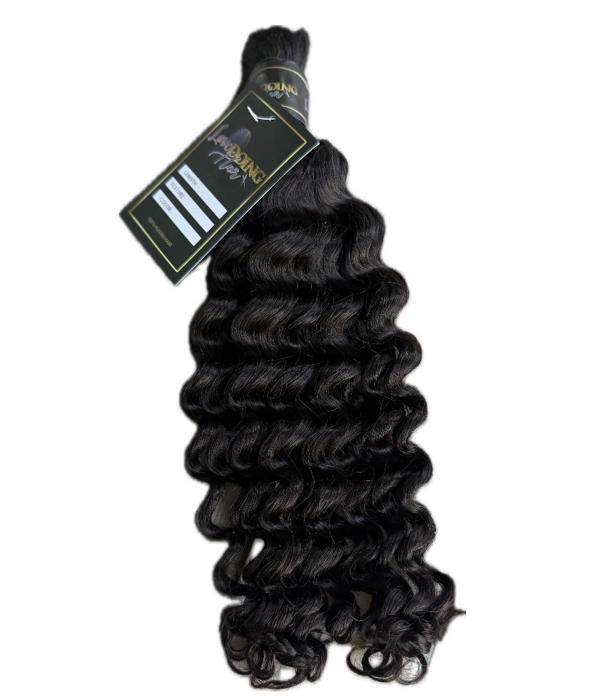 Unprocessed Virgin Deep Wave Bulk hair ( Natural Black)
