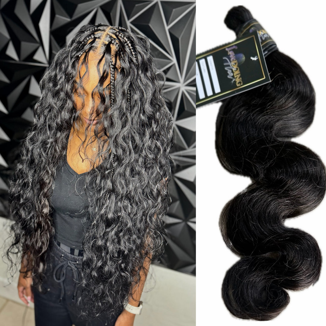 Unprocessed Virgin Human Bulk Body Wave Hair (Natural Black)